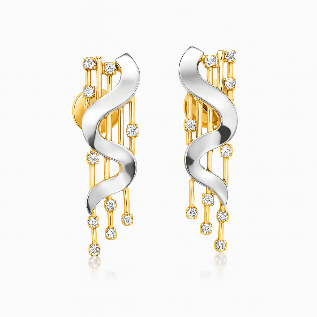 Beautiful 18 Kt Gold  Natural Diamond Earing